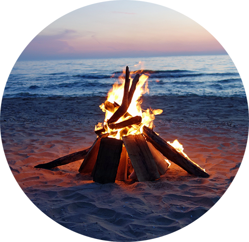 camp fire on the beach