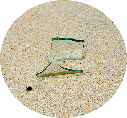 Glass shard in the sand
